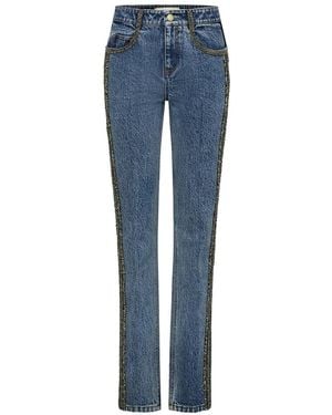Hellessy Arlo Braided-Trim Straight-Leg Jeans - Blue