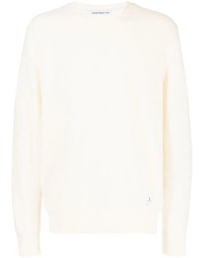 Department 5 Distressed-Hem Crew-Neck Jumper - White