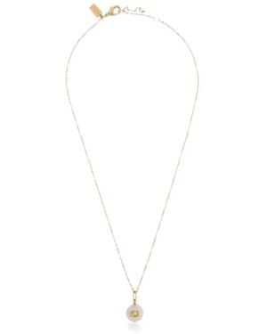 COACH Logo-Plaque Pearl-Pendant Necklace - White
