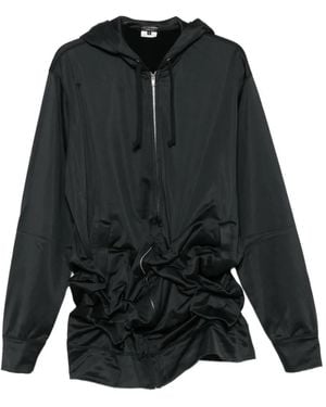 Comme des Garçons Ruched Zip-Up Hoodie - Black