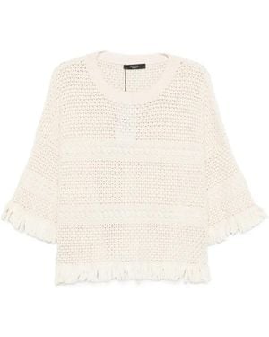Weekend by Maxmara Palato Fringe-Trimmed Crochet-Knit Jumper - White