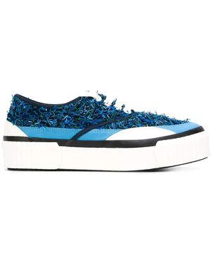 Julien David Color-Blocked Cotton Platform Sneakers - Blue