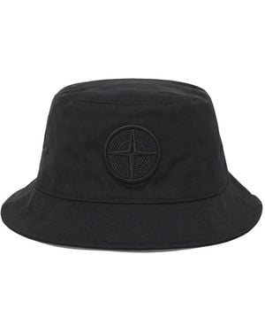 Stone Island Embroidered-Logo Bucket Hat - Black