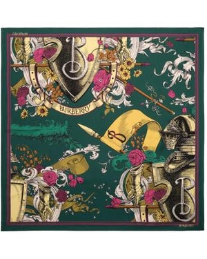 Burberry Etched-Knight Silk Scarf - Green
