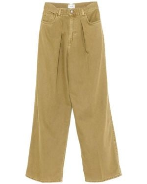 Haikure Pleated Cotton Jeans - Green