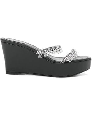Rene Caovilla 85Mm Taylor Wedge Sandals - Grey