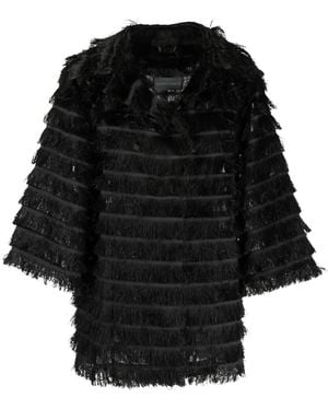 Alberta Ferretti Long-Sleeves Fringed Jacket - Black