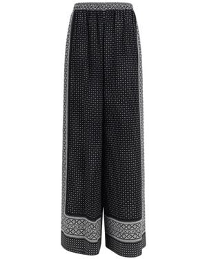 Ermanno Scervino Geometric-Print Palazzo Trousers - Black