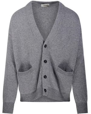 A PAPER KID Patch Pocket V-Neck Cardigan - Gray