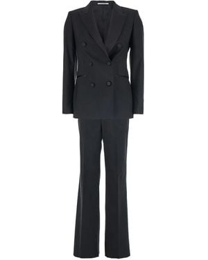 Tagliatore Double-Breasted Peak-Lapel Suit - Black
