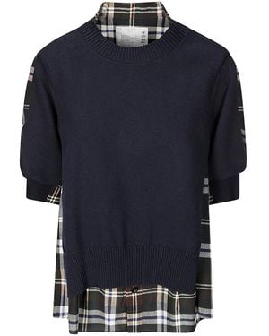 Sacai Pull À Design Superposé - Bleu