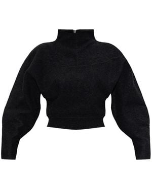 Max Mara Cropped Wool And Cashmere Jersey Sweatshirt - Black