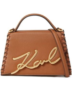 Karl Lagerfeld Borsa A Tracolla Signature Media - Marrone