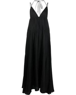 JOSEPH Ruched Silk Long Dress - Black