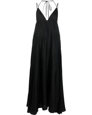 JOSEPH Ruched Silk Long Dress - Black