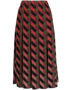 Ferragamo Geometric-print Pleated Skirt - Red