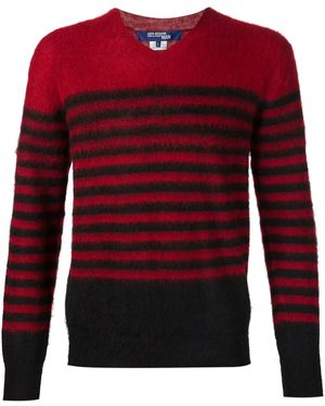 Junya Watanabe V Neck Striped Sweater - Red