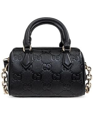 Gucci ミニGGエンブレム ハンドバッグ - ブラック