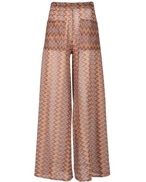 Palmacea Pantalon Ample À Motif Zigzag Yera - Natural