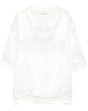 Ermanno Scervino Lace-Trimmed Silk Top - White