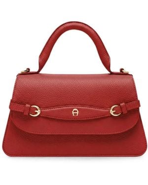 Aigner Small Cavallo Logo-Plaque Tote Bag - Red
