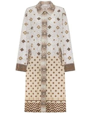 Pierre Louis Mascia Integmosfre Geometric-Print Coat - White