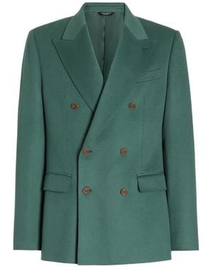 Dolce & Gabbana Sicilia Light Double-Breasted Cashmere Jacket - Green