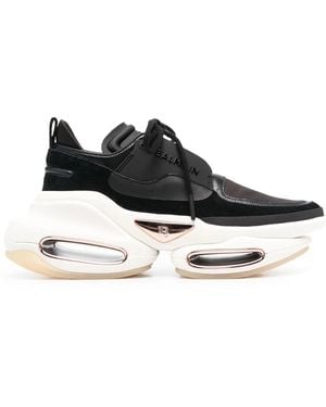 Balmain Bbold Suede And Leather Trainers - Black