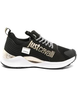 Just Cavalli Logo-Print Lace-Up Sneakers - Black