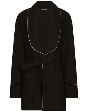 Dolce & Gabbana Piped Belted Shawl Jacket - Black
