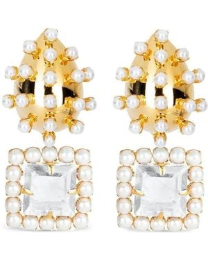 Bounkit Pendientes con perla y cuarzo - Metálico