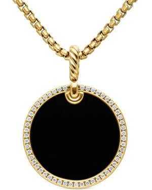 David Yurman 18Kt Dy Elements Disc Diamond Pendant (24Mm) - Black