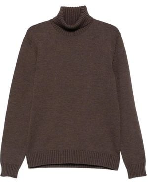 Zanone Roll-Neck Ribbed-Trim Sweater - Brown