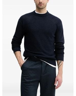 BOSS Texturierter Pullover - Blau