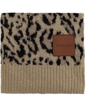 COACH Animal-Print Logo-Patch Scarf - Metallic