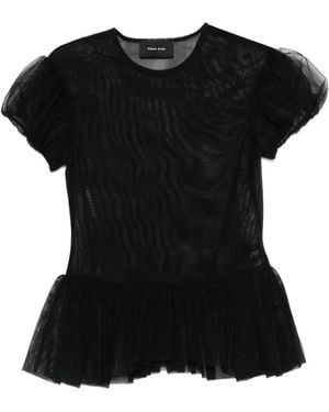 Simone Rocha Ruffled Puff-Sleeve Top - Black
