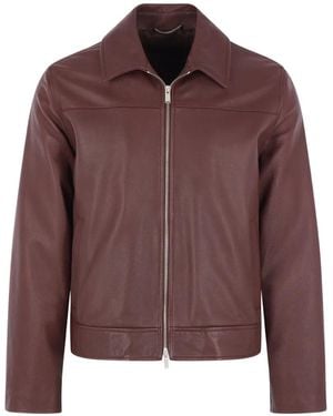 Lardini Zip-Up Leather Jacket - Brown