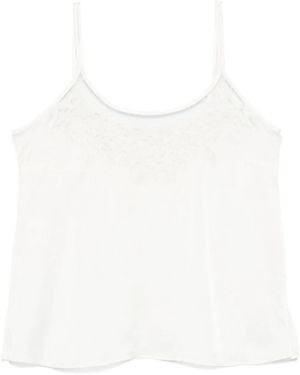 Twinset Embroidered Satin Top - White