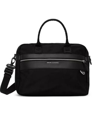 ARMANI EXCHANGE Logo-Plaque Laptop Bag - Black