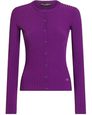 Dolce & Gabbana Cárdigan con placa del logo - Morado