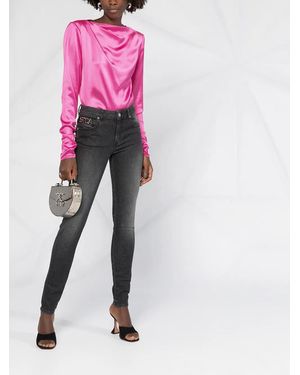 Just Cavalli Vaqueros Slim Con Placa Del Logo - Negro