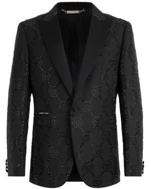 Philipp Plein Monogram Slim Blazer - Black