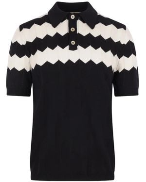 Valentino Garavani Chevron-Knit Polo Shirt - Black