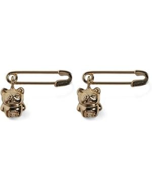 Kate Spade Safety-Pin Bear-Charm Earrings - Brown