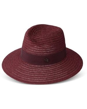 Maison Michel Virginie Woven-Design Fedora Hat - Red