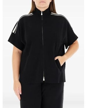 Elena Miro Stripe-Detail Zip-Front Sweater - Black