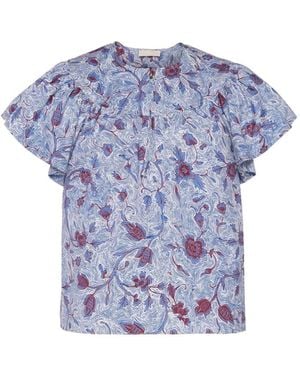Ulla Johnson Perline Floral-Print Ruffled Blouse - Blue