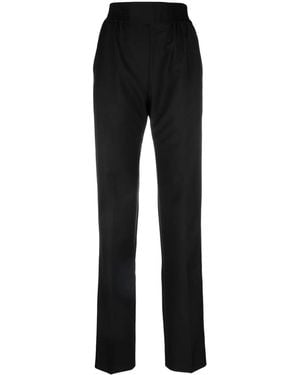 Atlein Smoked-Waist Wool Pants - Black