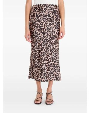 Guess Leopard-Print Midi Skirt - Natural