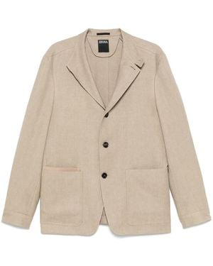 ZEGNA Single-Breasted Jacket - Natural